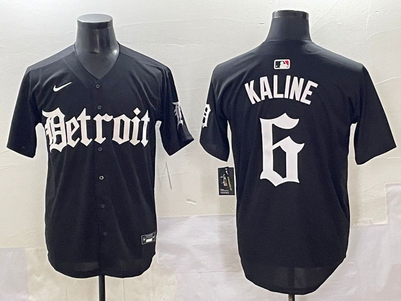 Men 2025 Detroit Tigers #6 Kaline Black Five generations Joint Name Nike MLB Jersey style 1->detroit tigers->MLB Jersey
